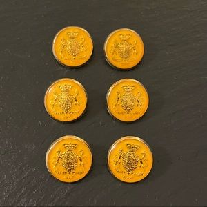 Lion Crest Enamel Covered Set of 6 Sewing Buttons